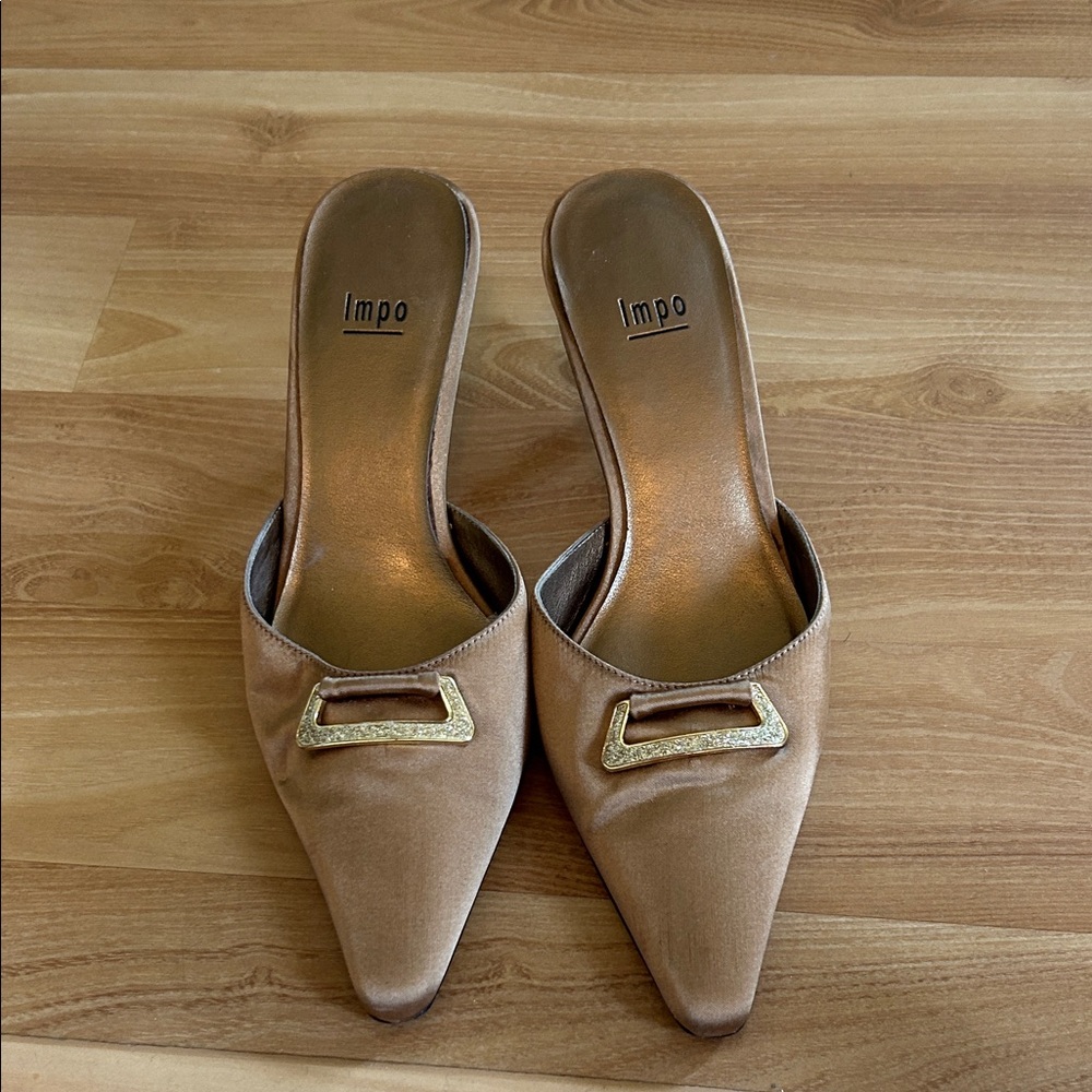 Impo Women's Beige Mules with Gold Detail